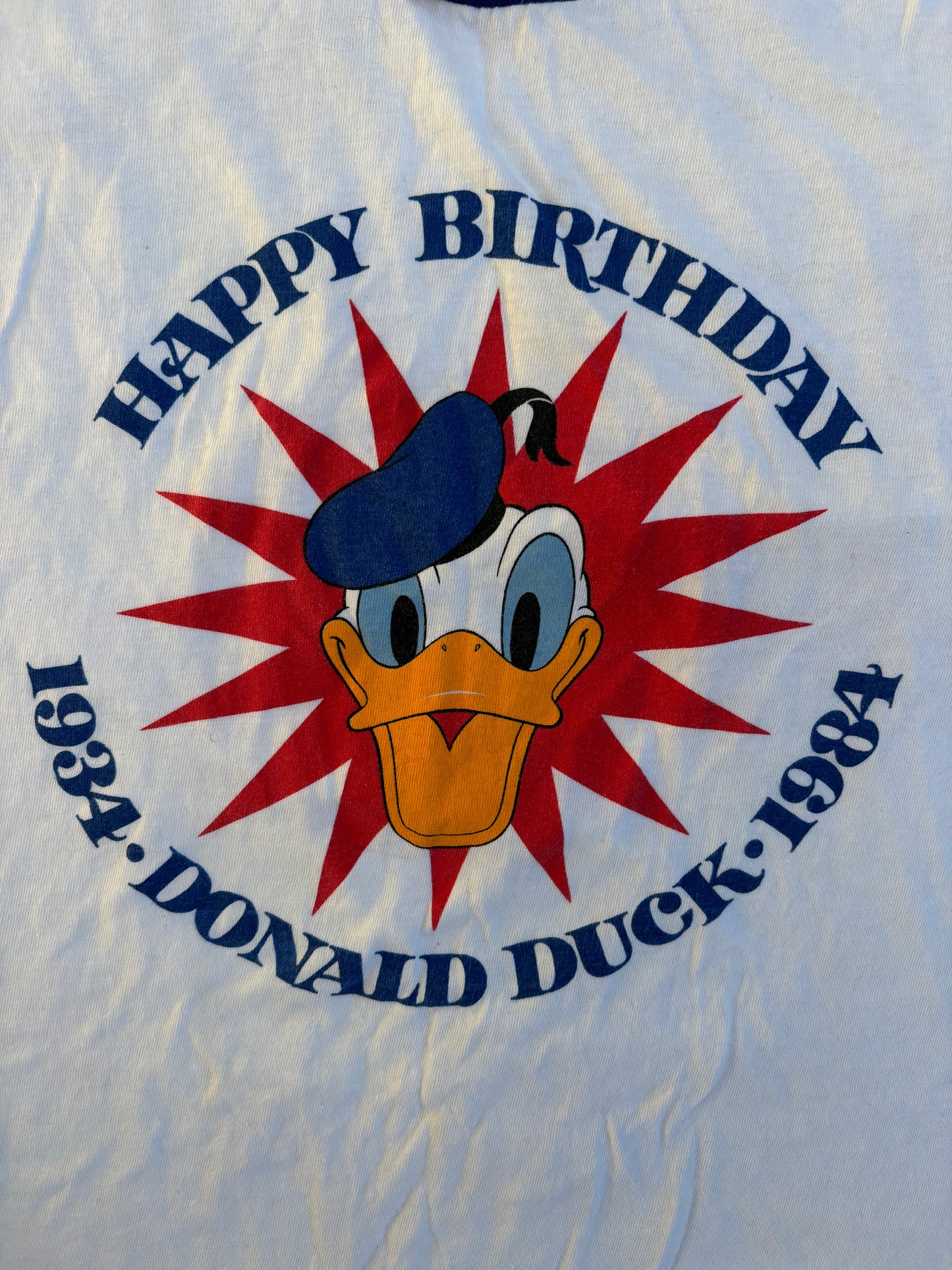 80s Walt Disney "Happy Birthday Donald Duck" Ringer T-shirt