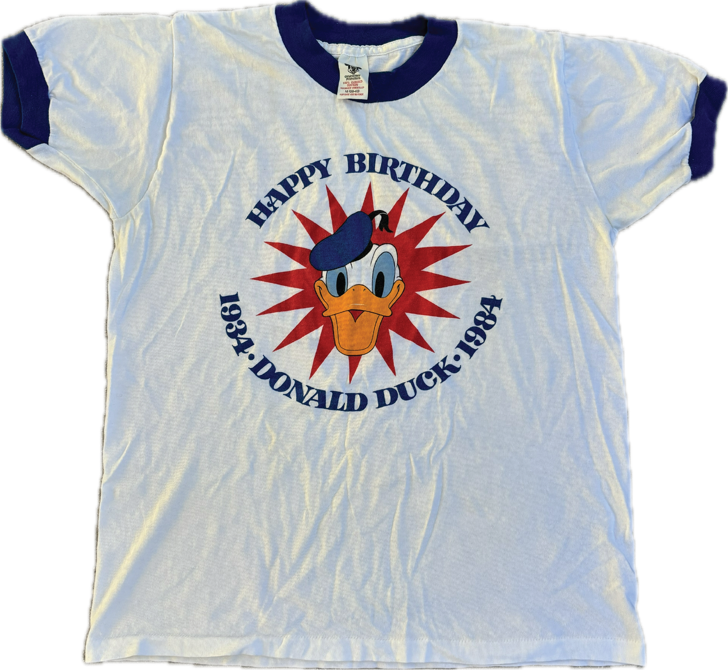 80s Walt Disney "Happy Birthday Donald Duck" Ringer T-shirt